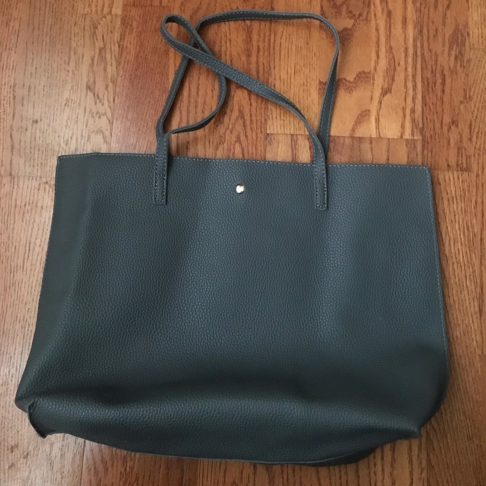 Charcoal Gray Faux Leather Tote Purse
